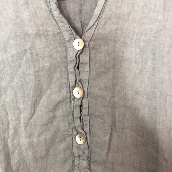 Linen midi ladies pullover shirt dress made in Italy size medium relaxed cute - Picture 5 of 12